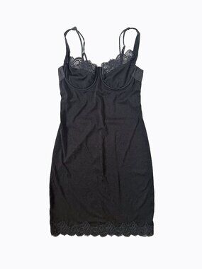 Vtg Natori Neiman Marcus Slip Dress XS Black Underwire Lace Bustier Chemise Y2K